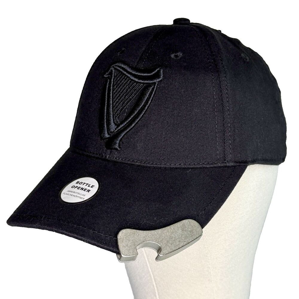 GUINNESS Beer Bottle Opener Baseball Cap Hat Black Embroidered Harp One Size NEW